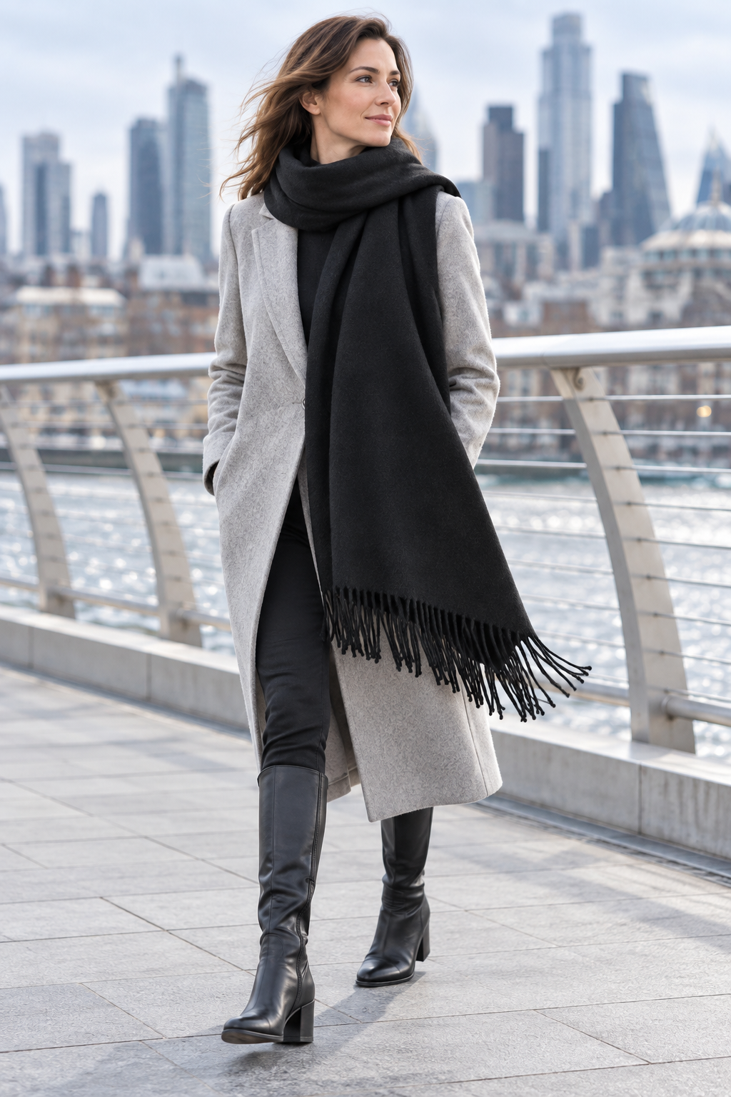Classic check winter scarf for women