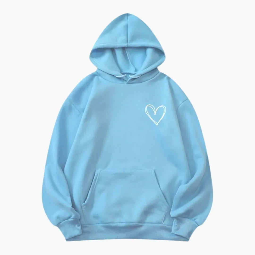 Heart print oversized hoodie for women