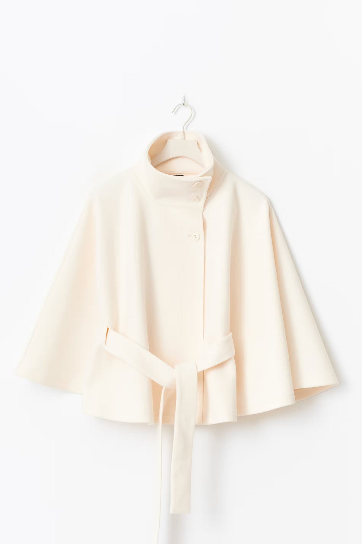 Belted cape jacket for women in beige, blue, brown or black