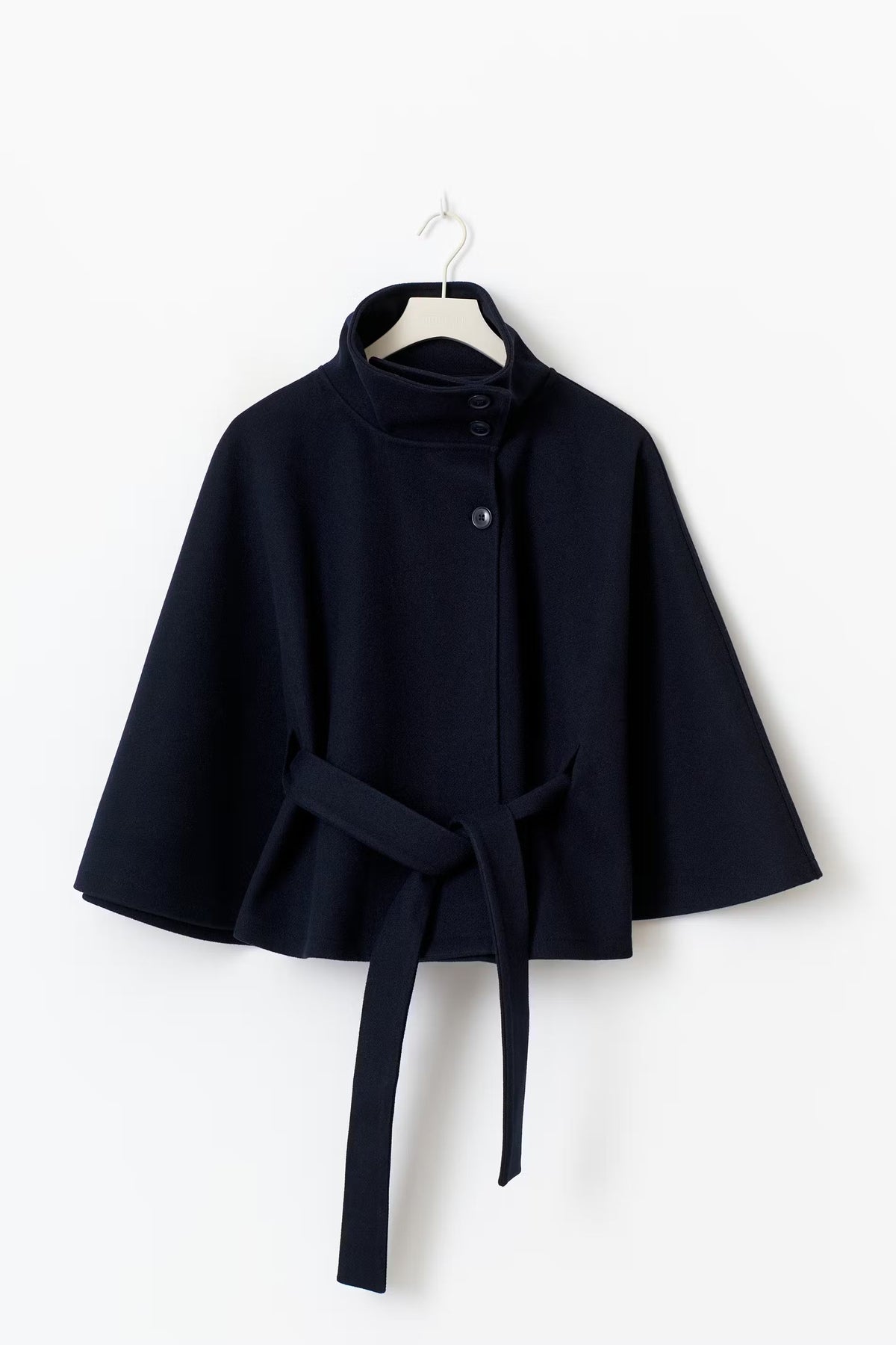 Belted cape jacket for women in beige, blue, brown or black
