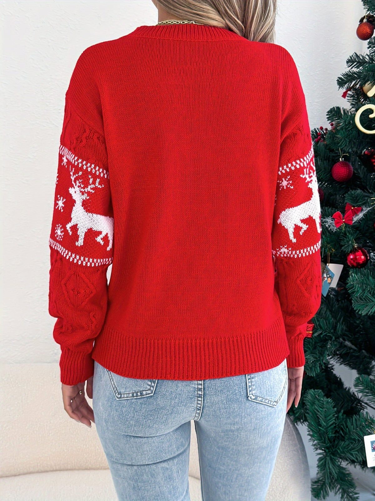Fair Isle reindeer Christmas sweater for women