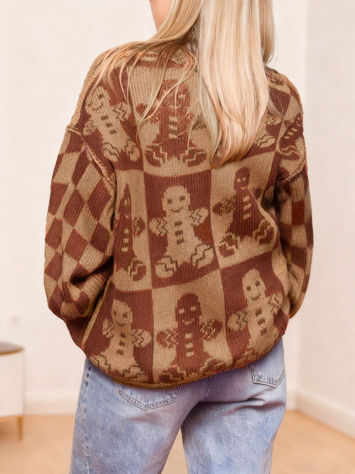 Light brown gingerbread Christmas sweater for women