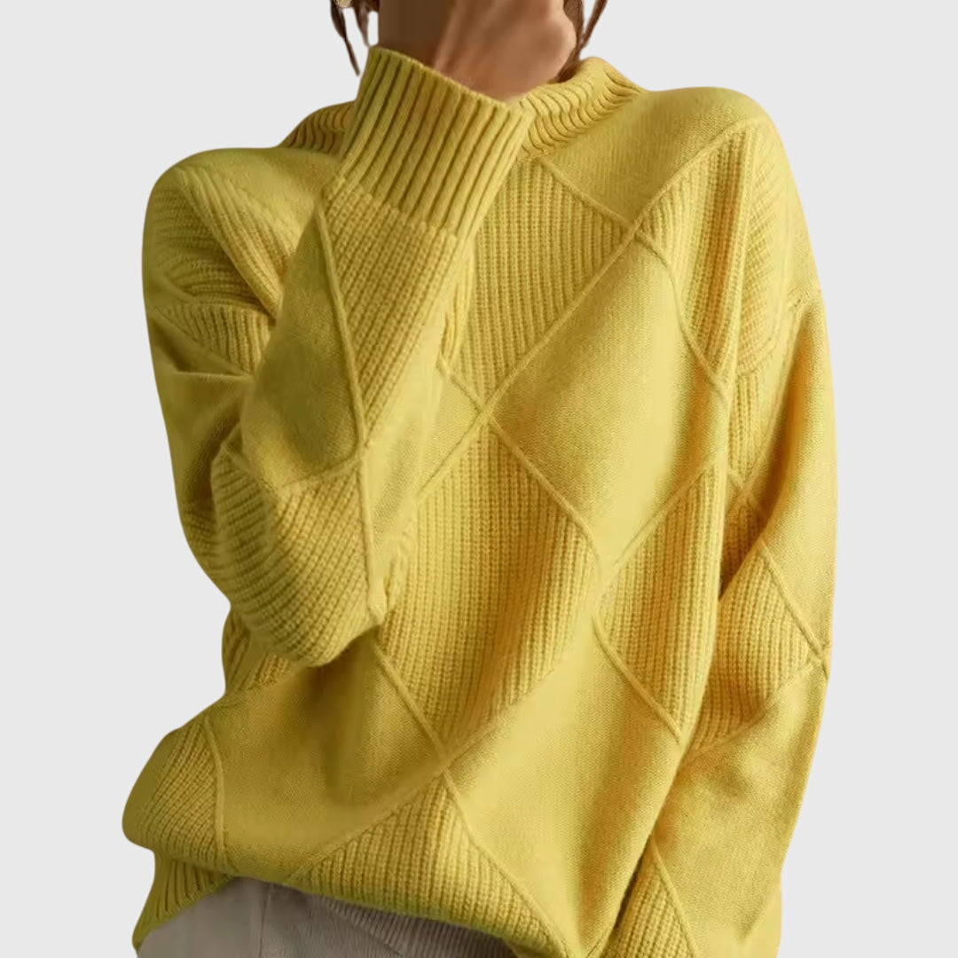 Oversized turtleneck sweater in yellow for women