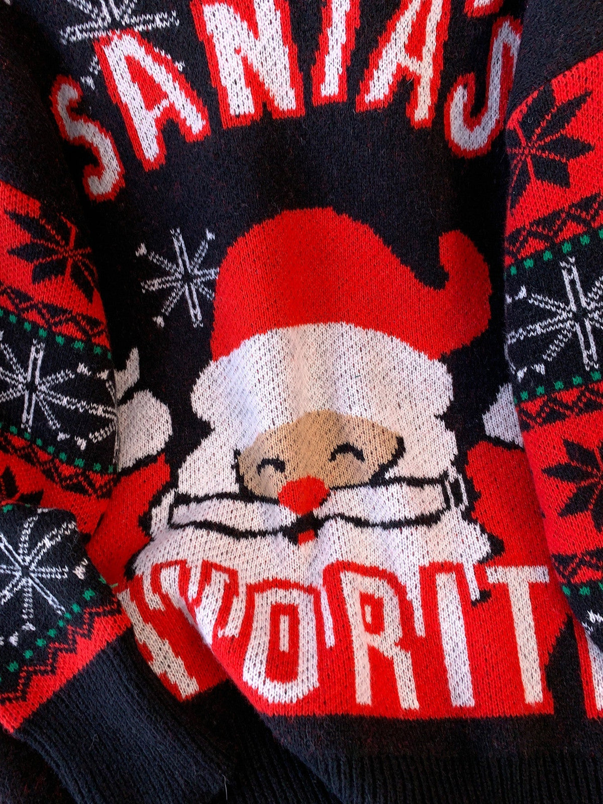 Black oversized Santa Christmas sweater for women