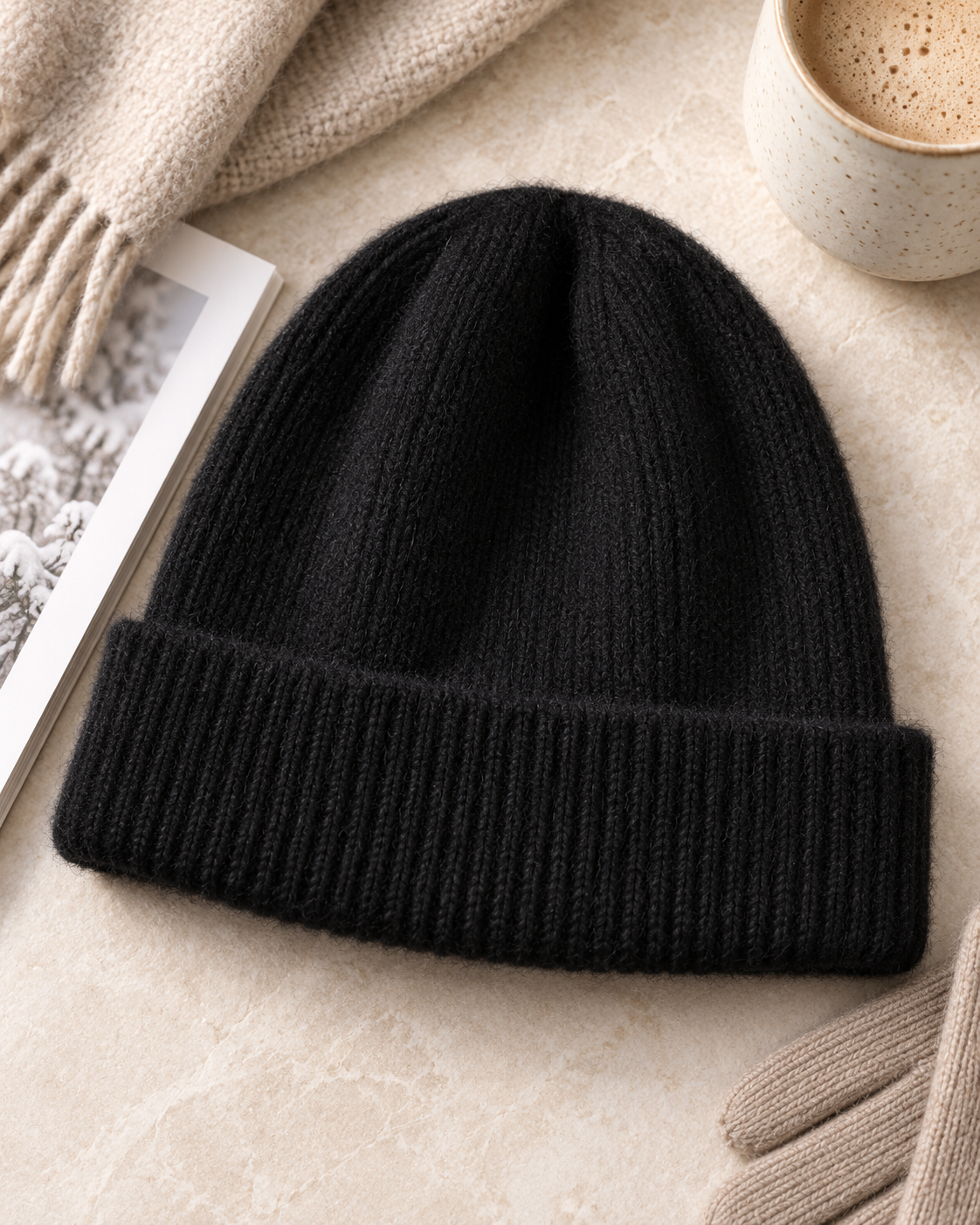 Soft fine knit beanie for women