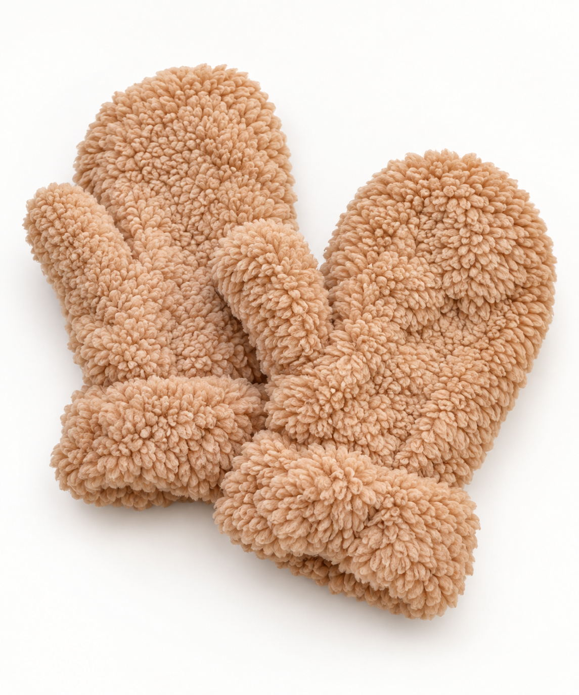 Teddy fleece mittens for women