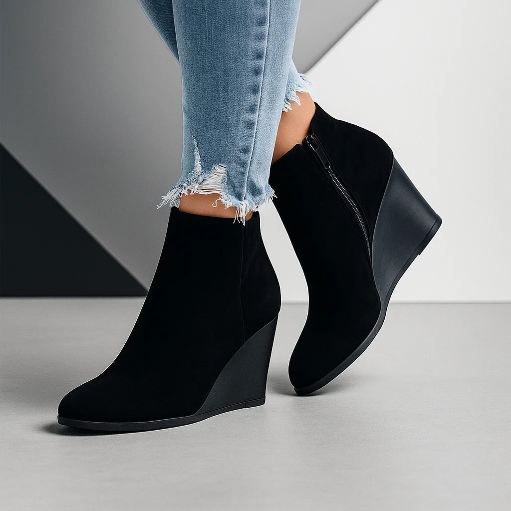 cut-out wedge boots for women