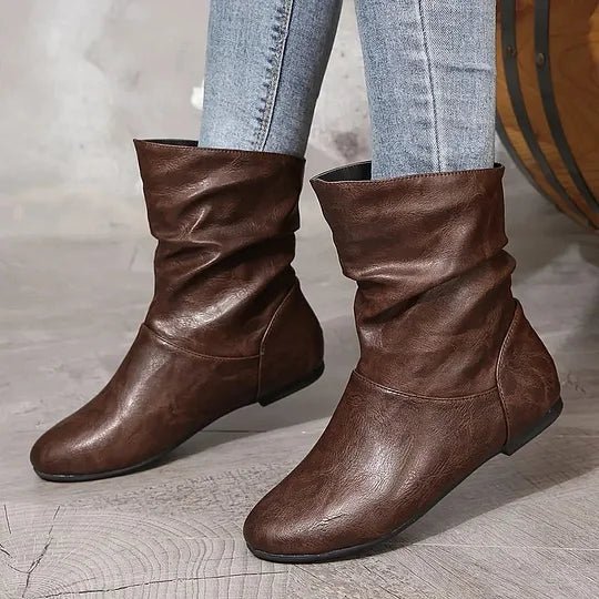 Flat slouch ankle boots for women