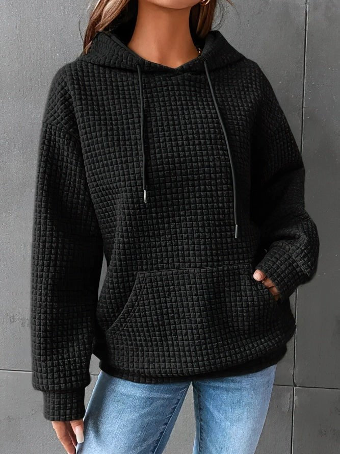 Oversized waffle knit hoodie for women
