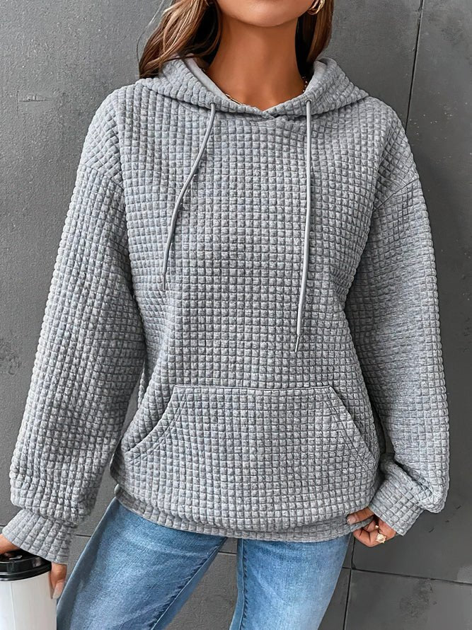 Oversized waffle knit hoodie for women