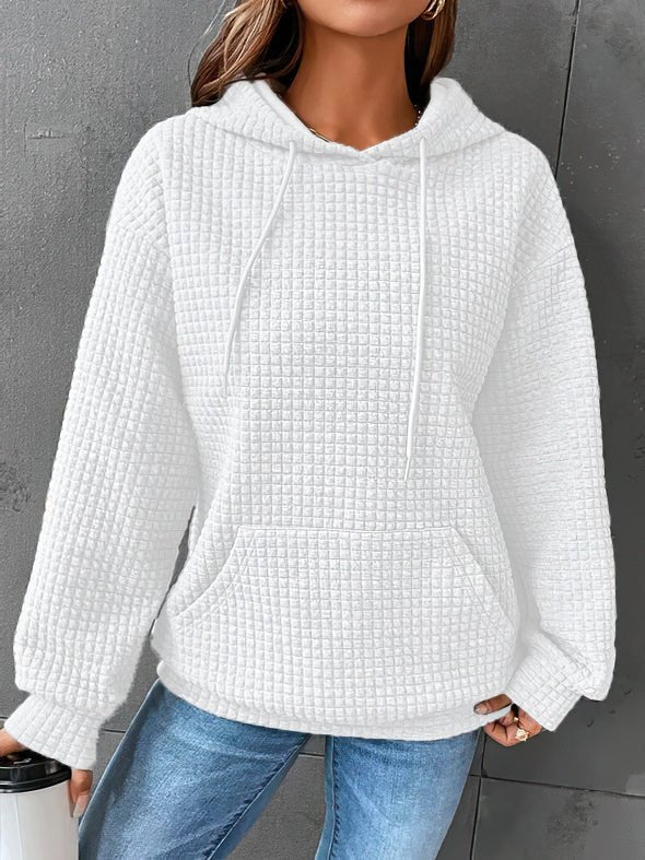 Oversized waffle knit hoodie for women