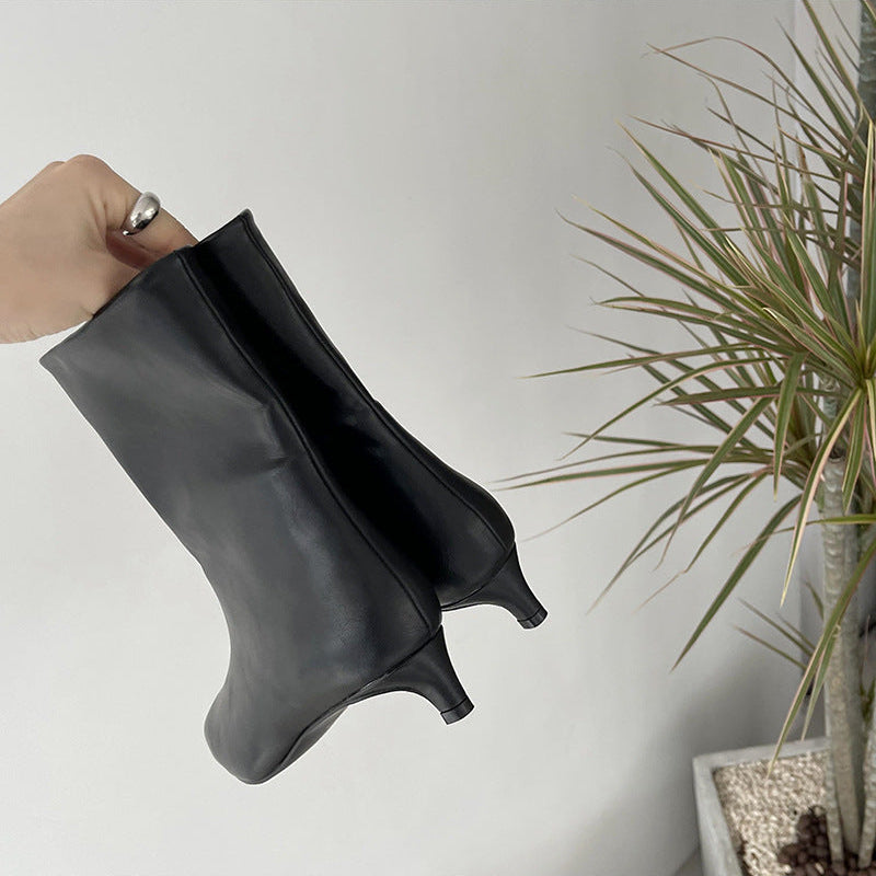 Kitten heel sock ankle boots for women