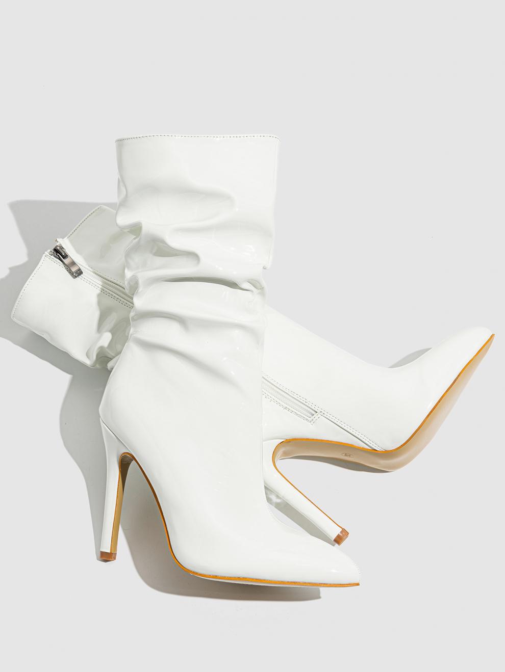 Patent stiletto slouch boots for women