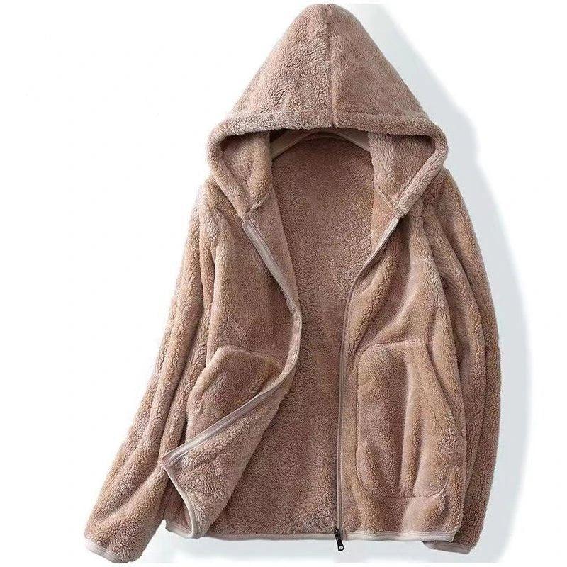 Hooded teddy fleece jacket for women