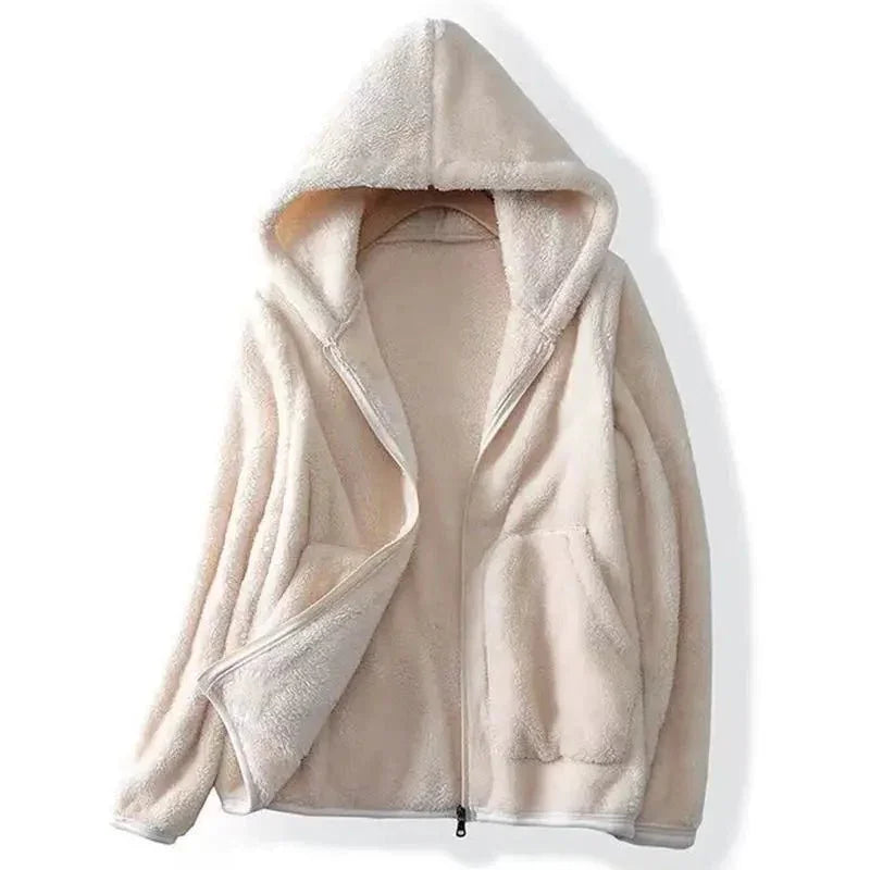 Hooded teddy fleece jacket for women