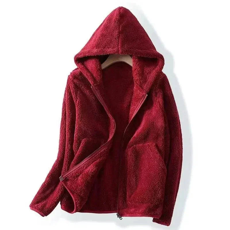 Hooded teddy fleece jacket for women
