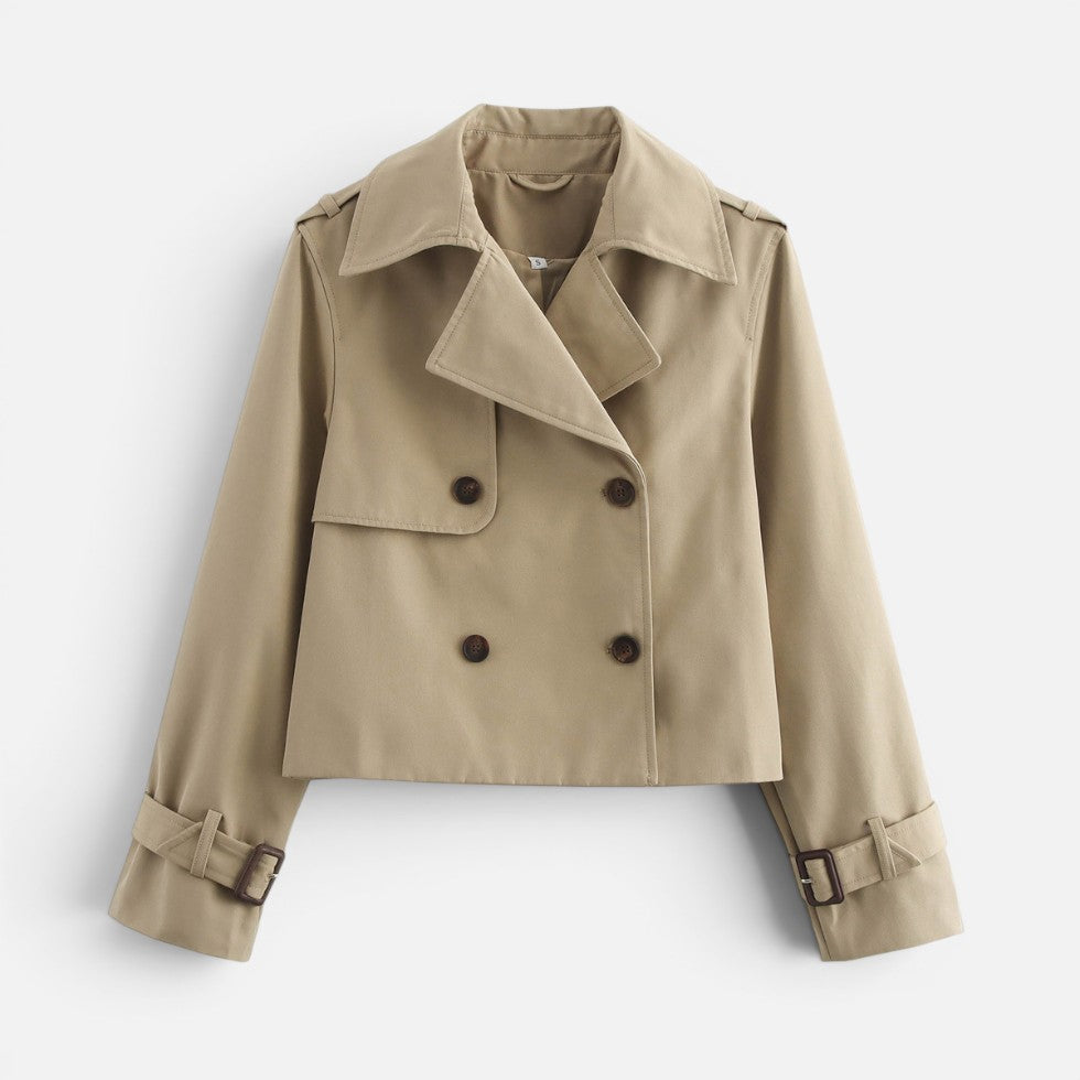 Cropped trench jacket for women in brown, black, gray or beige