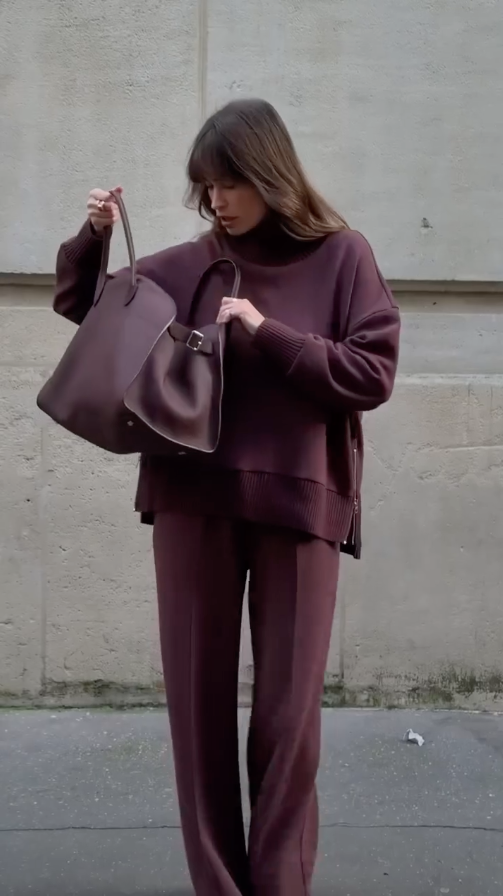 Relaxed knit wide-leg pant set for women