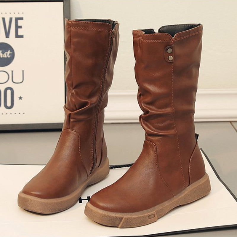 Slouchy mid calf boots for women