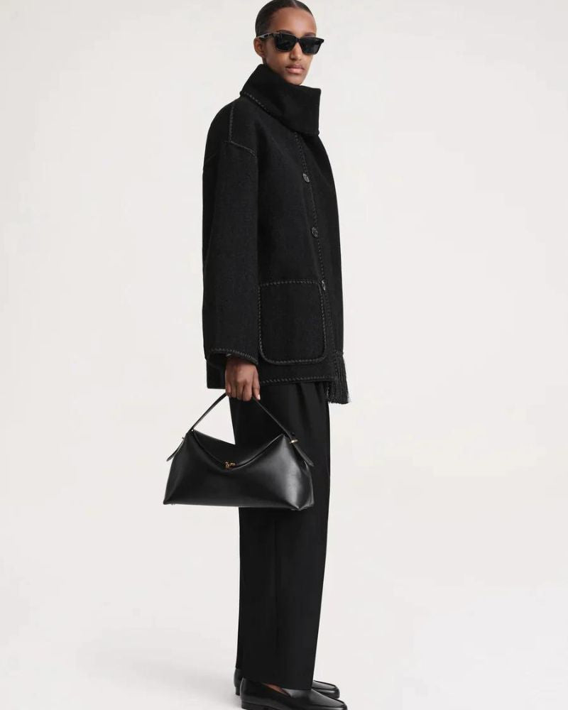 Contrast-trim scarf jacket for women