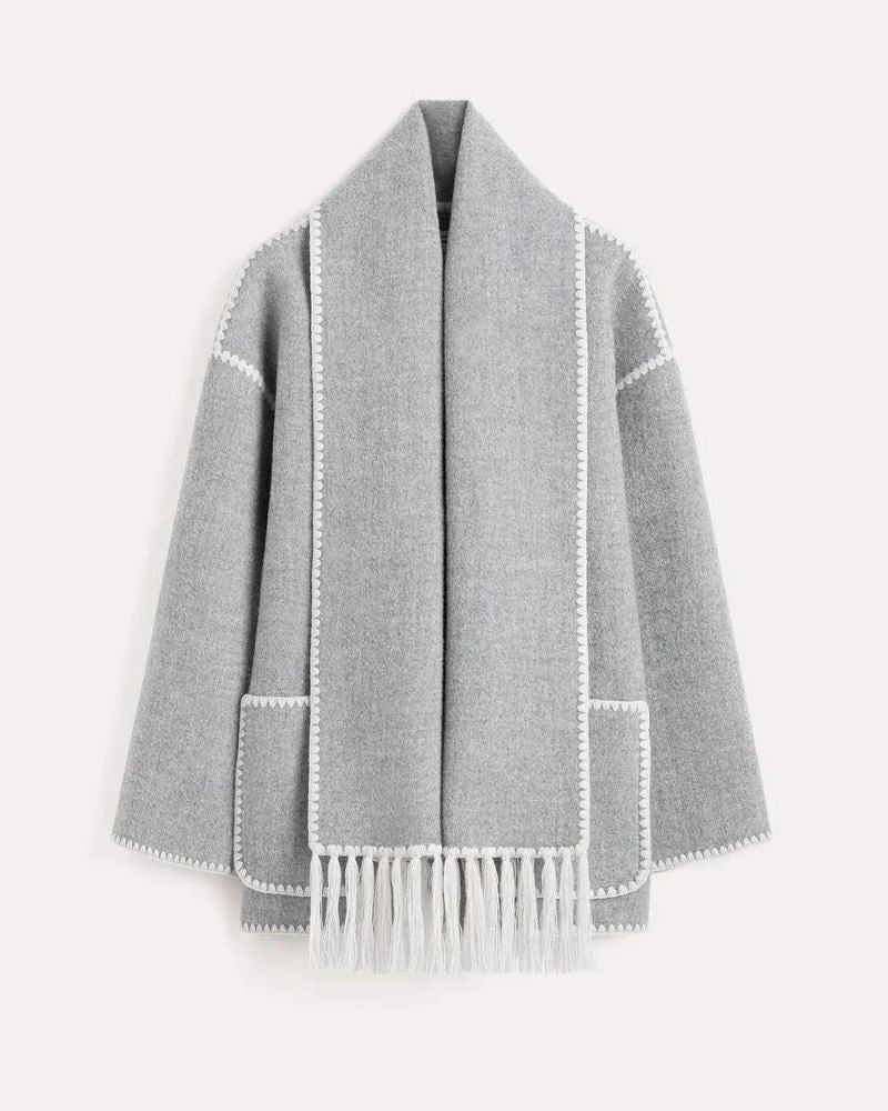 Contrast-trim scarf jacket for women