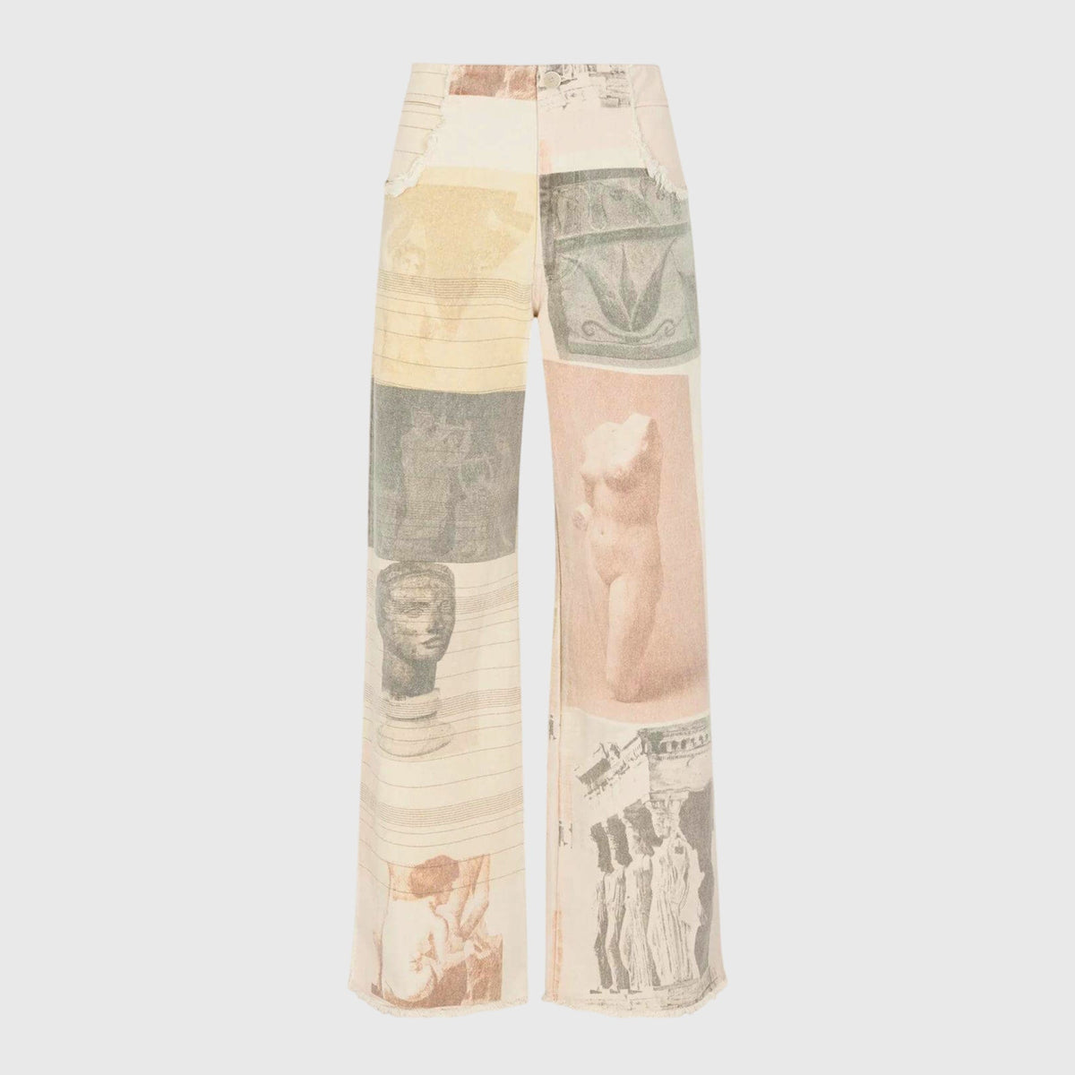 Collage print wide leg jeans for women