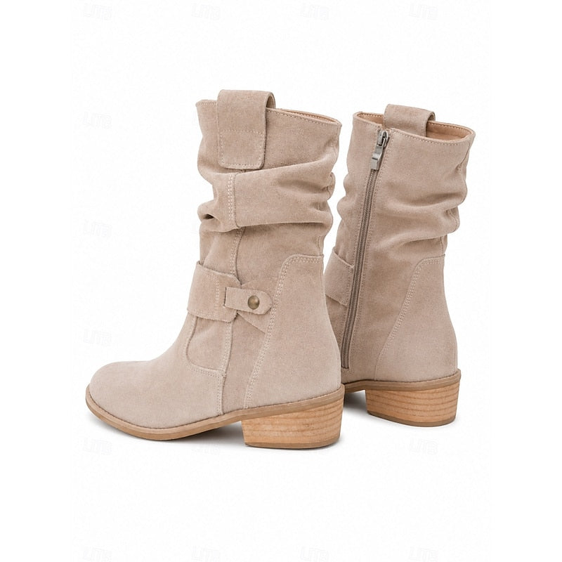 Buckled ankle slouch boots for women