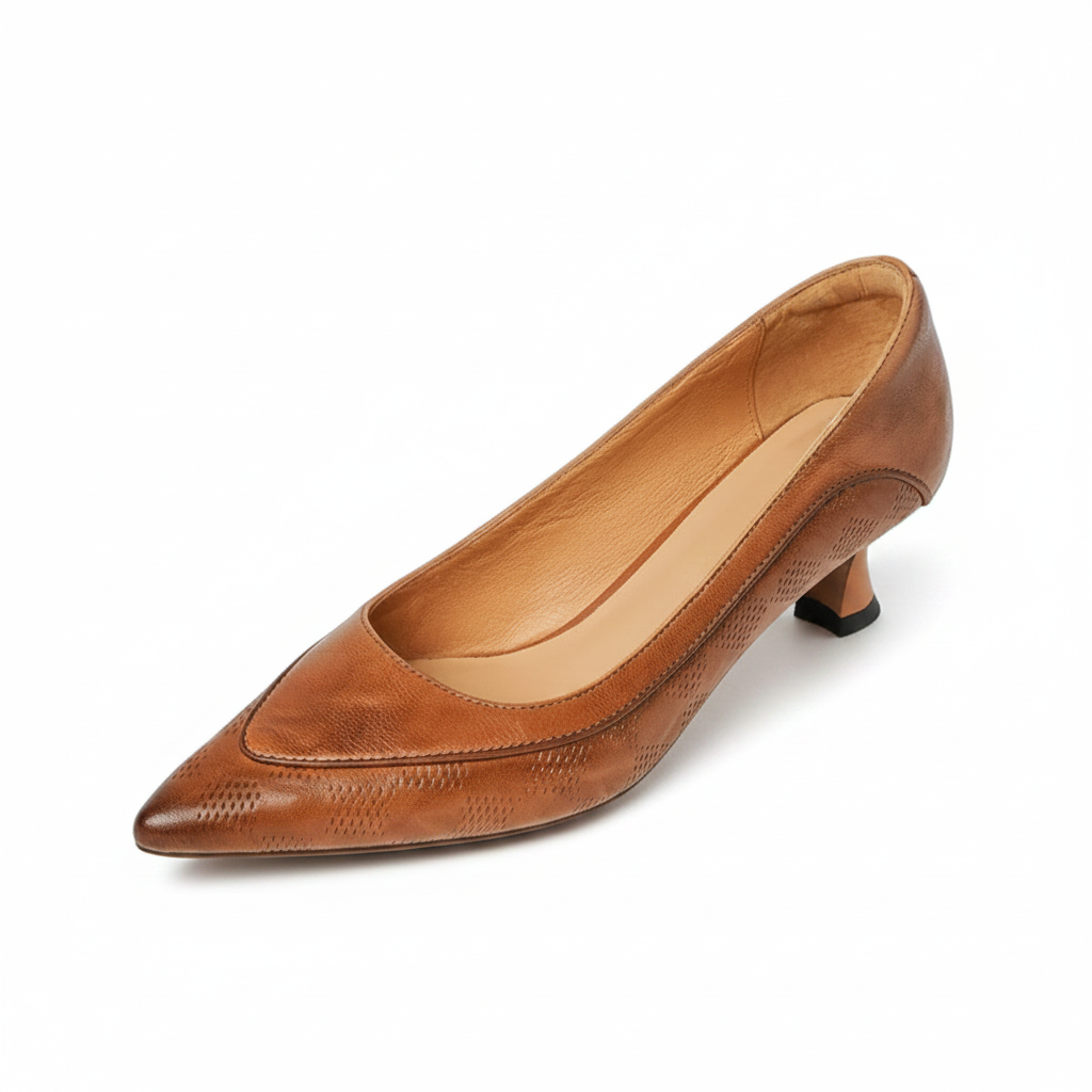 Pointed toe kitten heel pumps for women
