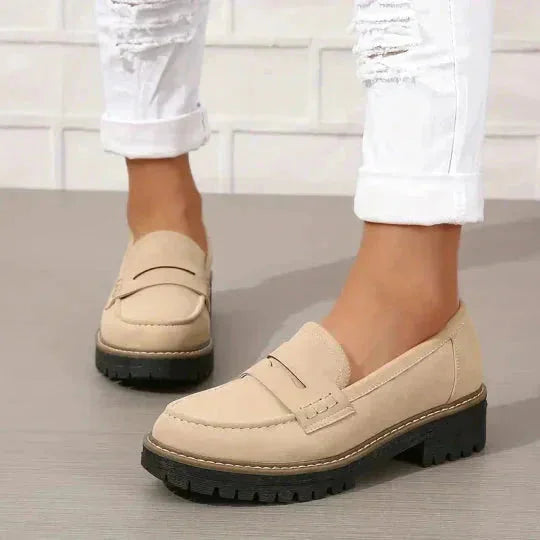 Wide fit suede-look chunky loafers for women