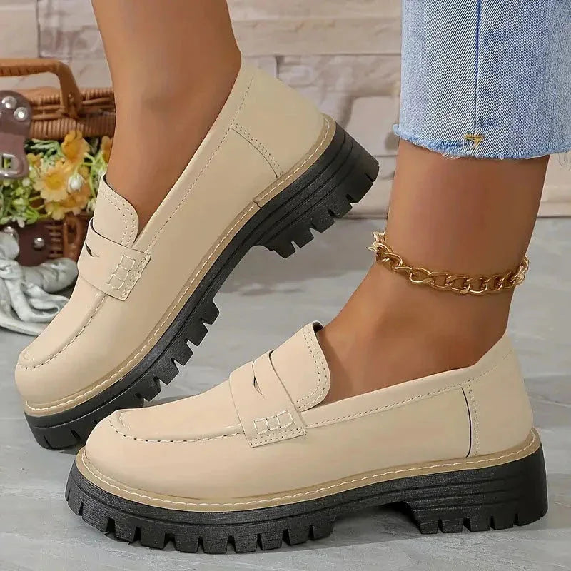 Wide fit suede-look chunky loafers for women