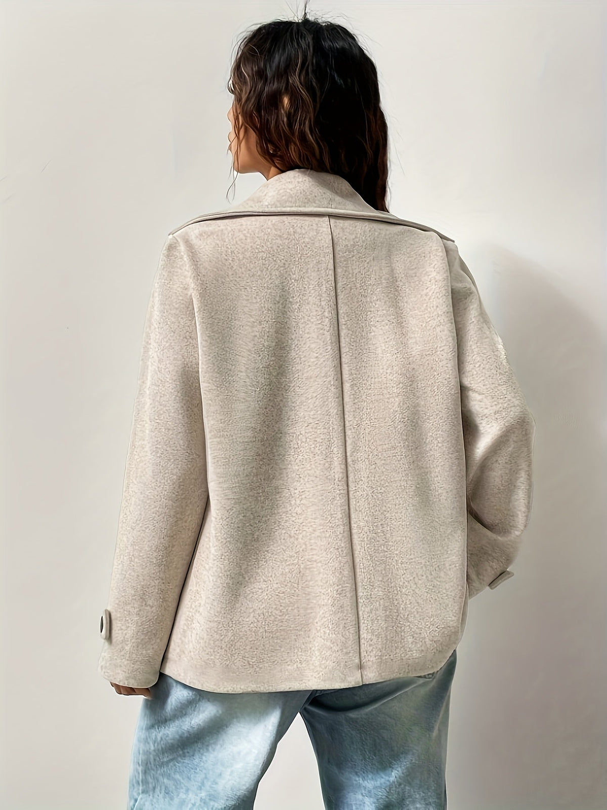 Heathered wool blend pea coat for women