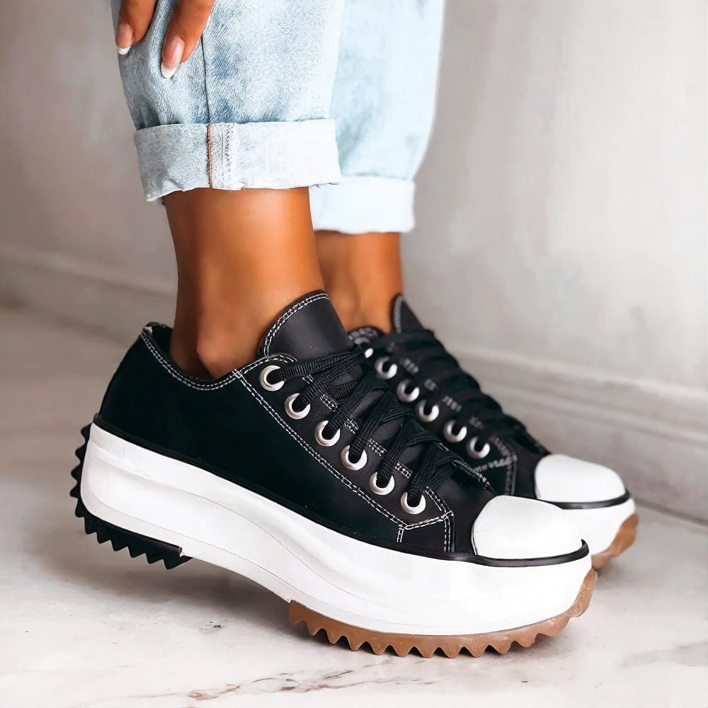 Ridged sole platform sneakers for women