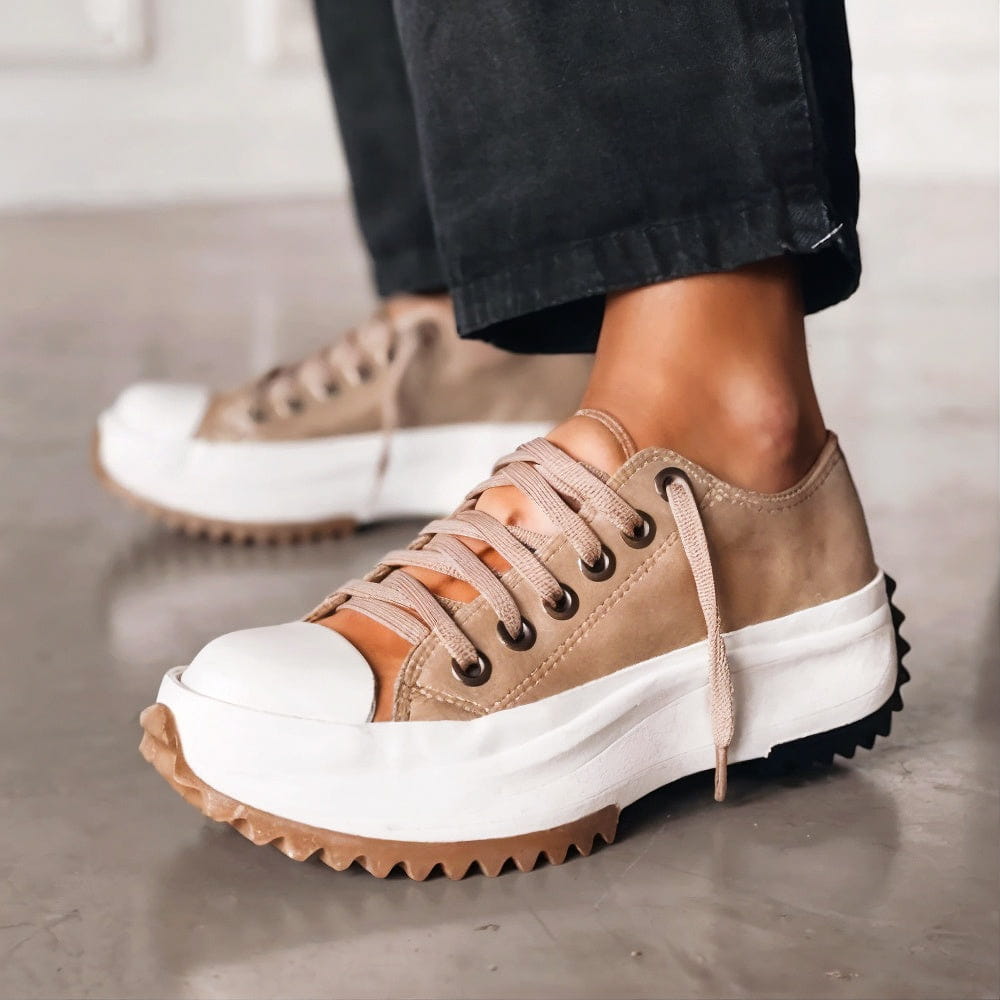 Ridged sole platform sneakers for women