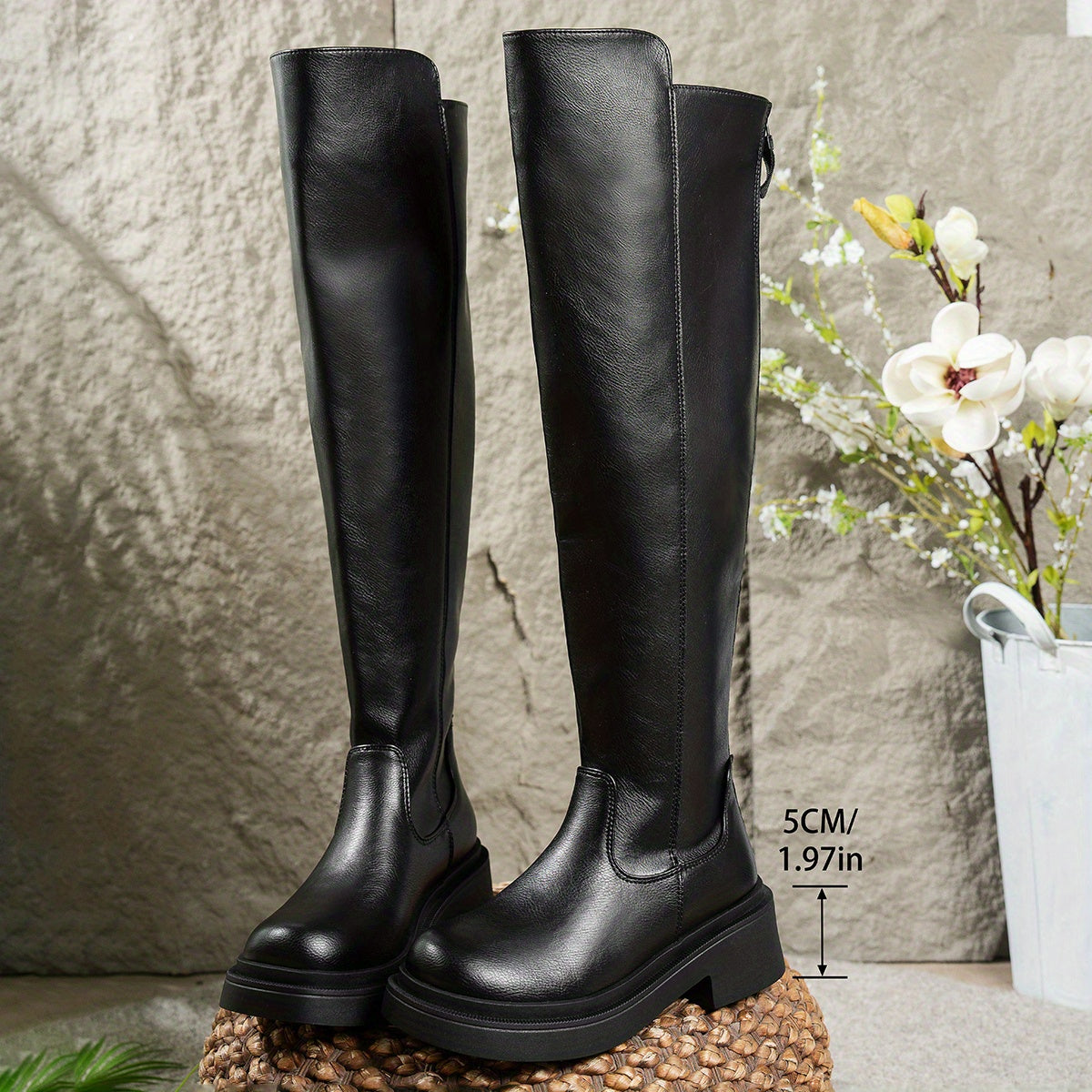 Over-the-knee platform boots for women