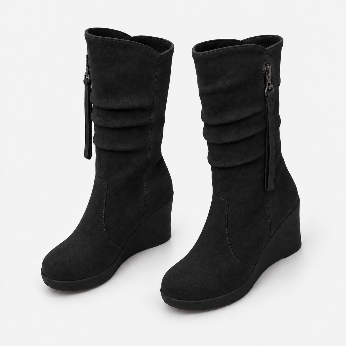 Suede-look Chelsea platform wedge boots for women