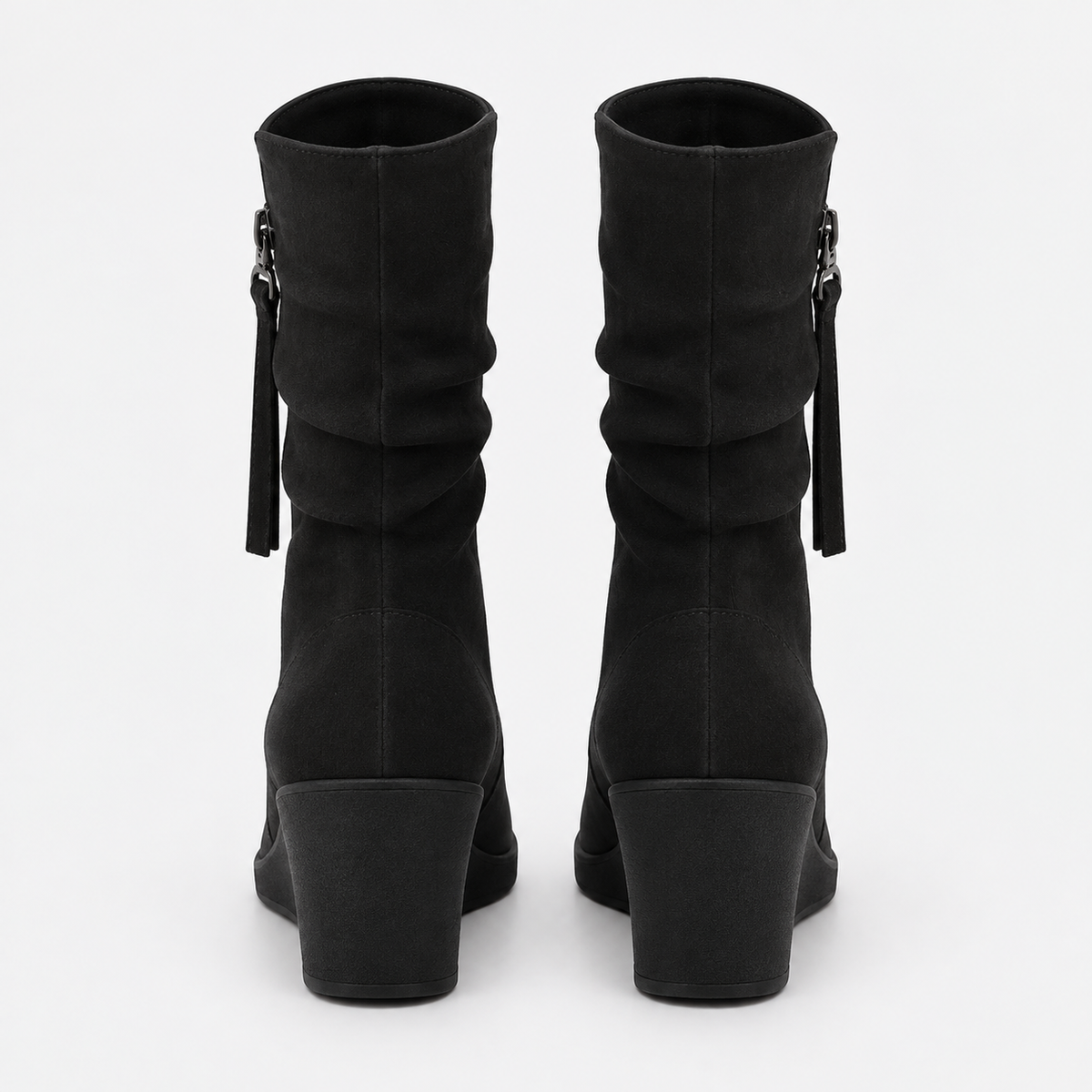 Suede-look Chelsea platform wedge boots for women