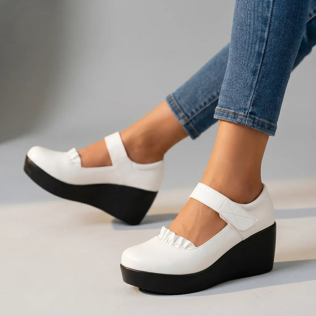 wedge heel pumps white for women