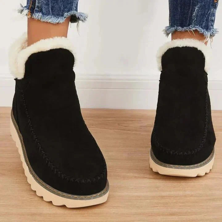Plush lined ankle boots for women