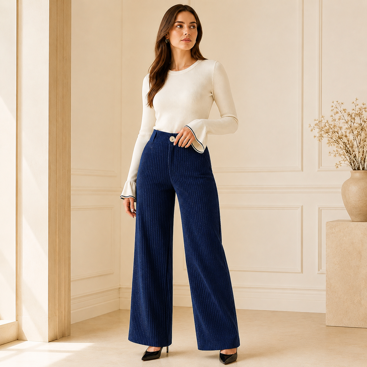 Tailored corduroy trousers for women