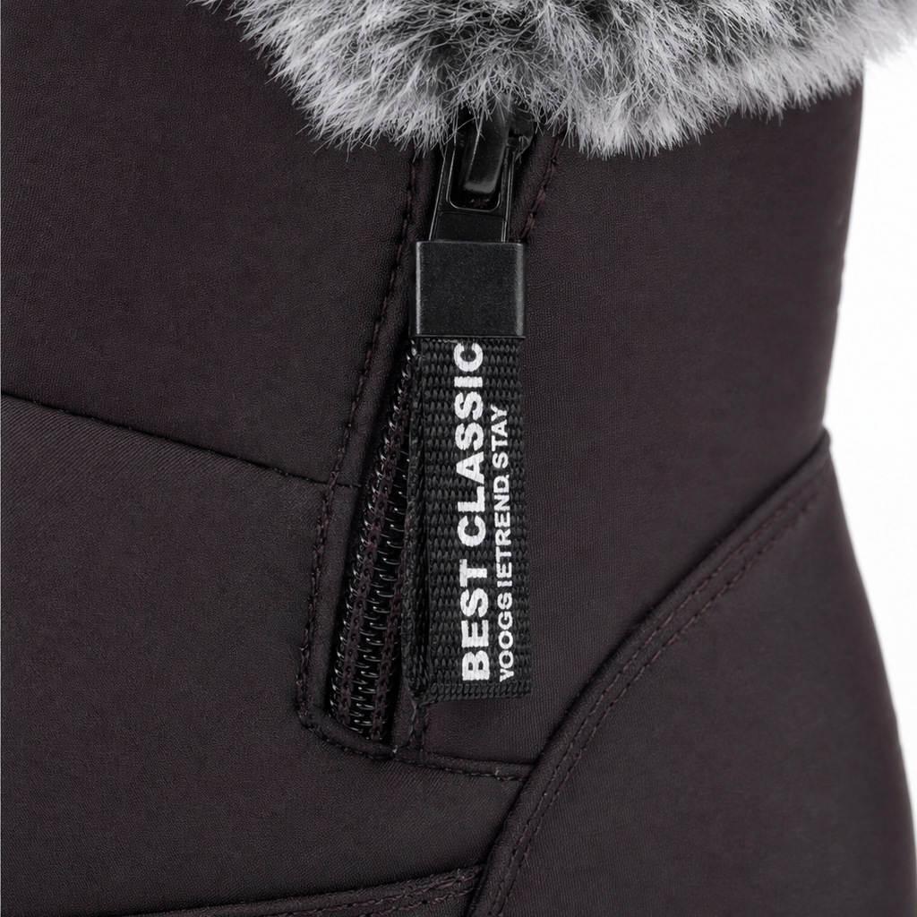 Waterproof fur-cuff side-zip ankle boots for women
