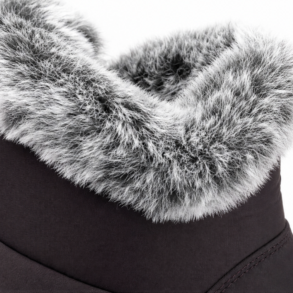 Waterproof fur-cuff side-zip ankle boots for women