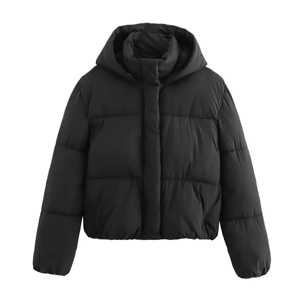 Hooded relaxed cropped puffer jacket for women