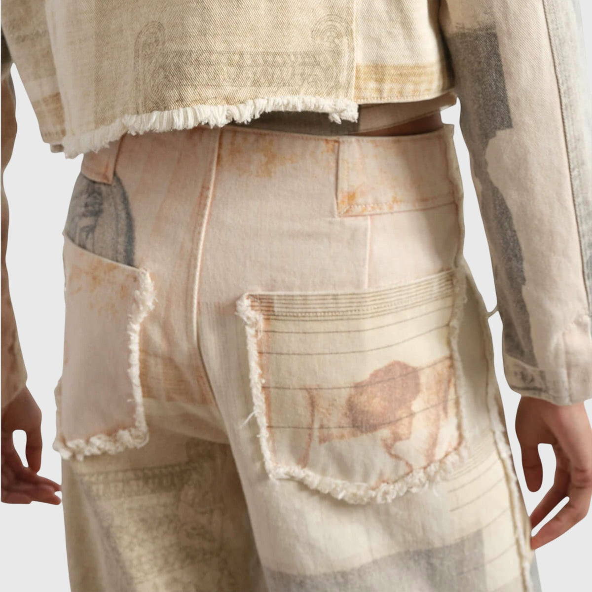 Collage print wide leg jeans for women