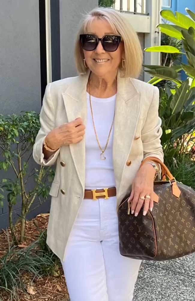 Double-breasted blazer in beige for women