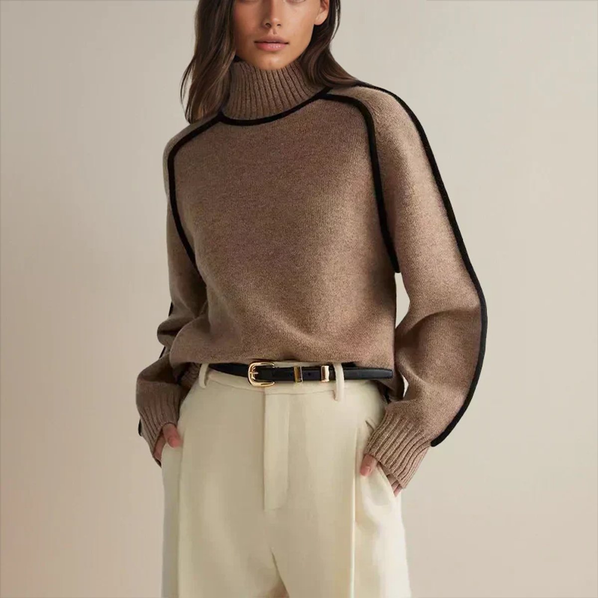 Oversized turtleneck sweater for women