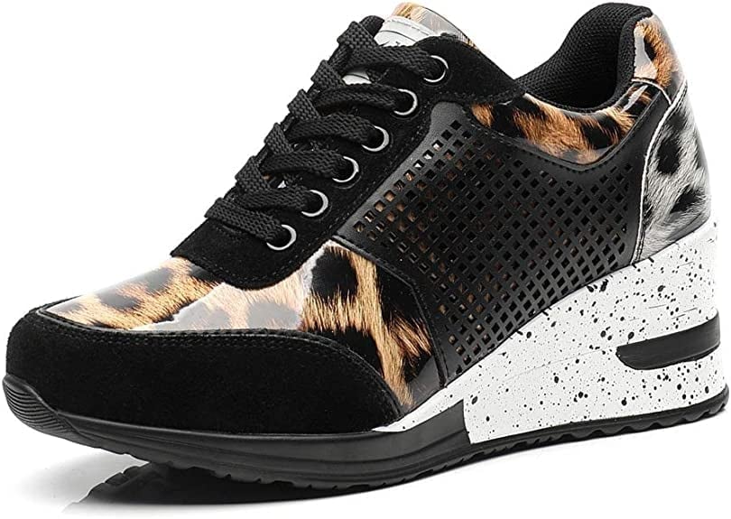 Mesh platform wedge sneakers for women