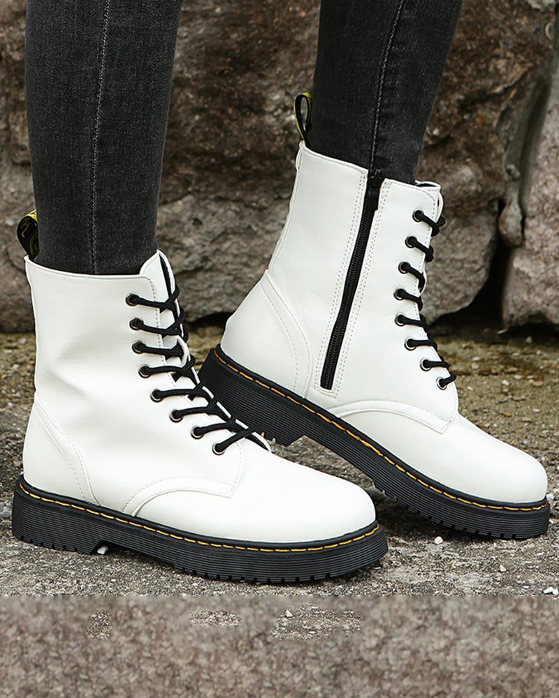 Lace-up platform ankle boots for women