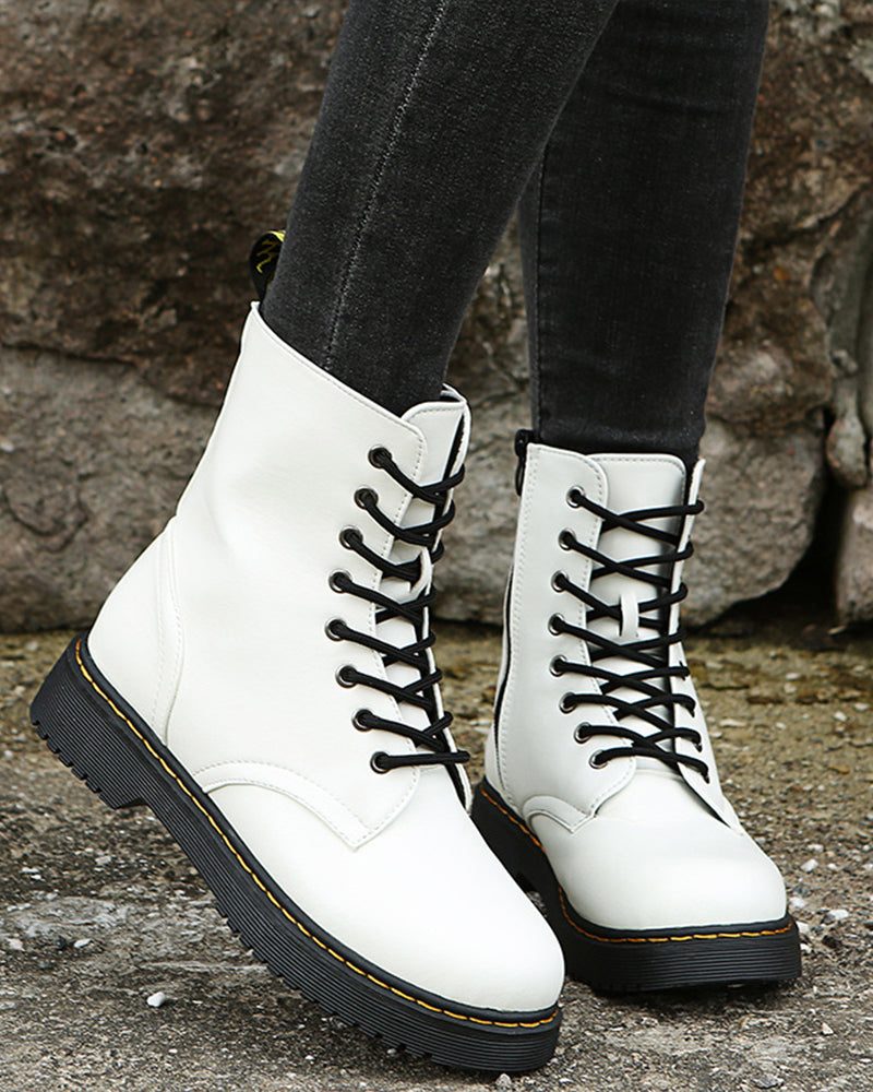 Lace-up platform ankle boots for women