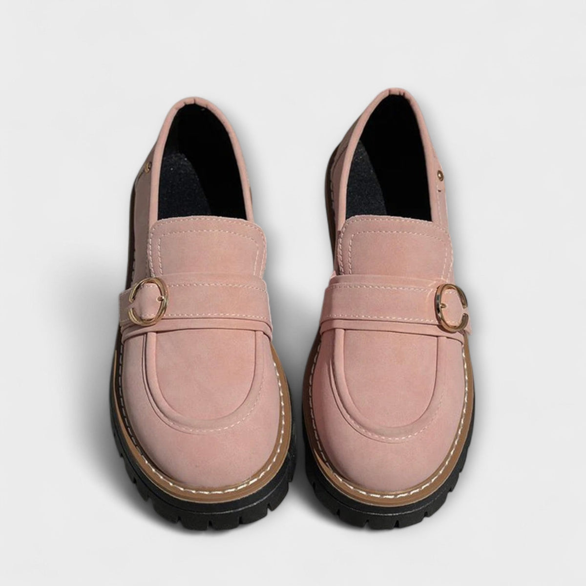Ring buckle lug sole chunky loafers for women