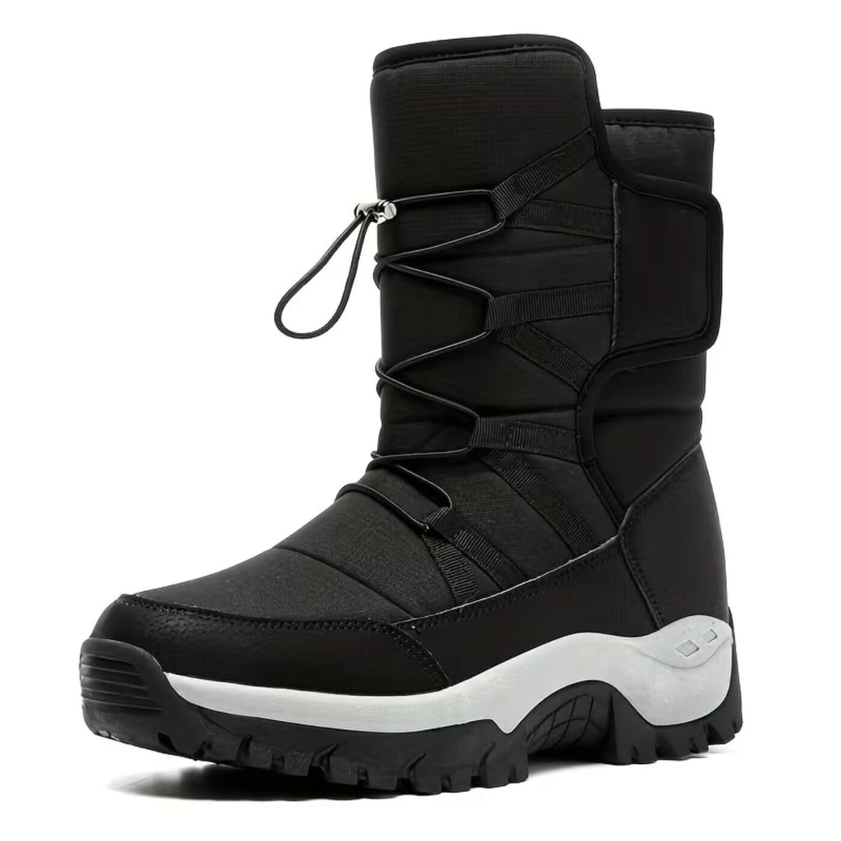 Waterproof bungee lace mid-calf snow boots for women